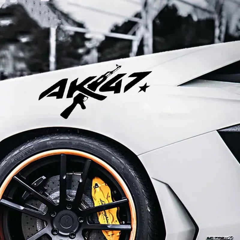 Personalized AK47 Gun Creative Car Sticker Auto Body Bumper Window Motorcycle Laptop Wall Vinyl Decal Car Accessories