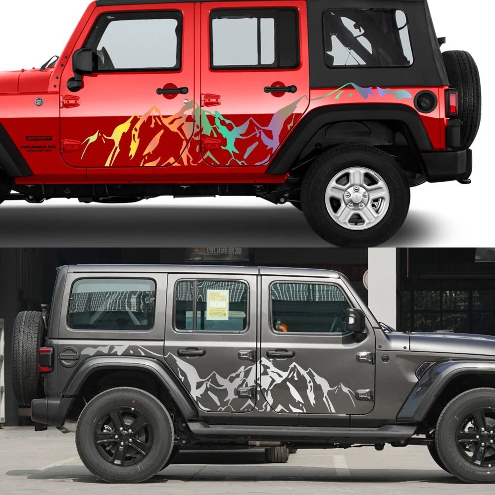 Car Side Stickers for Jeep Wrangler JK JL TJ YJ Mountains Model Vinyl Film Trim Decals Auto External Accessories