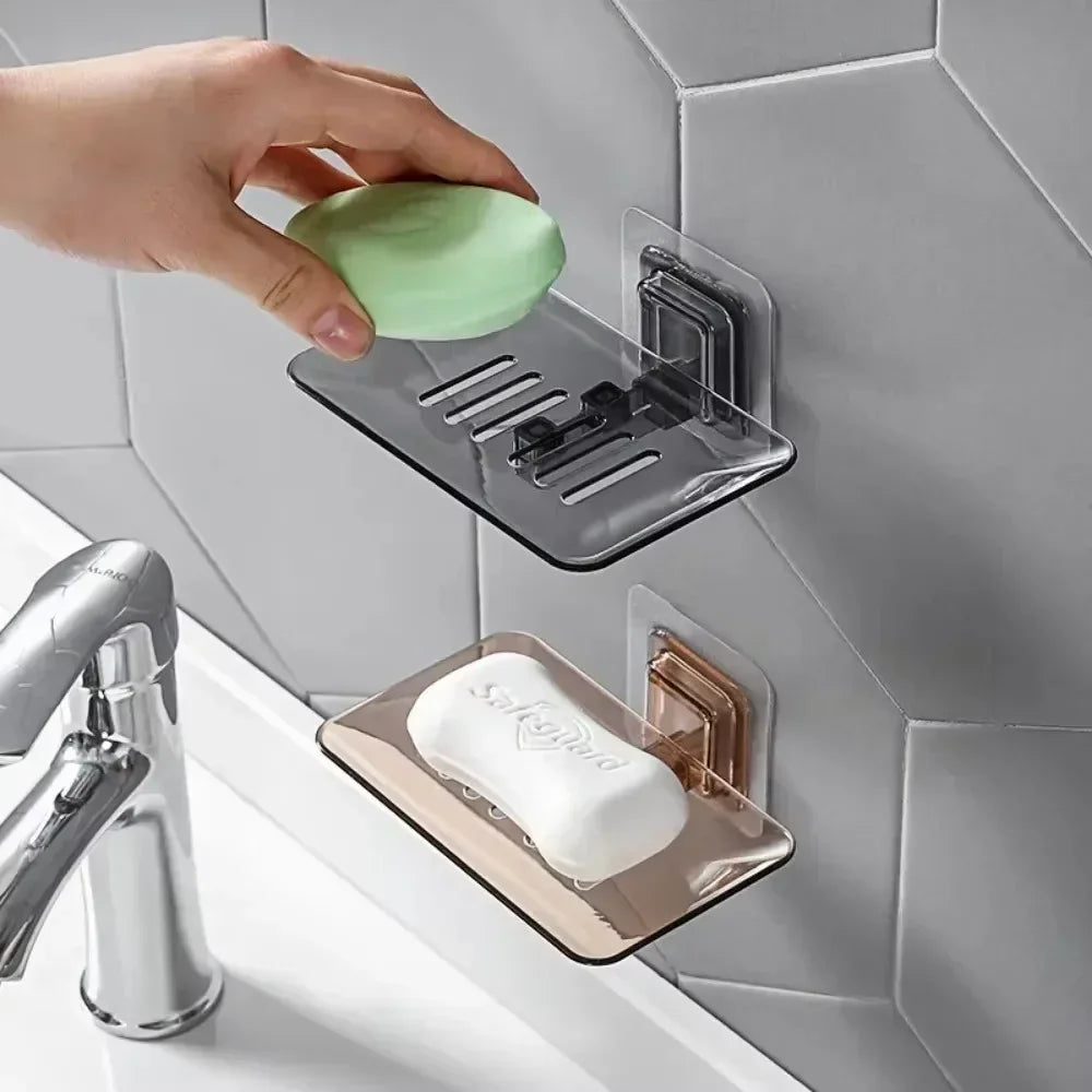 No Drilling Wall Mounted Double Layer Soap Holder Rack