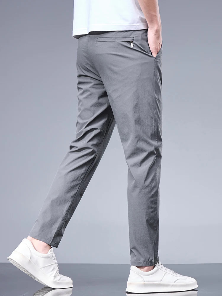 Men's Casual Ice Silk Straight Pants for Spring and Summer