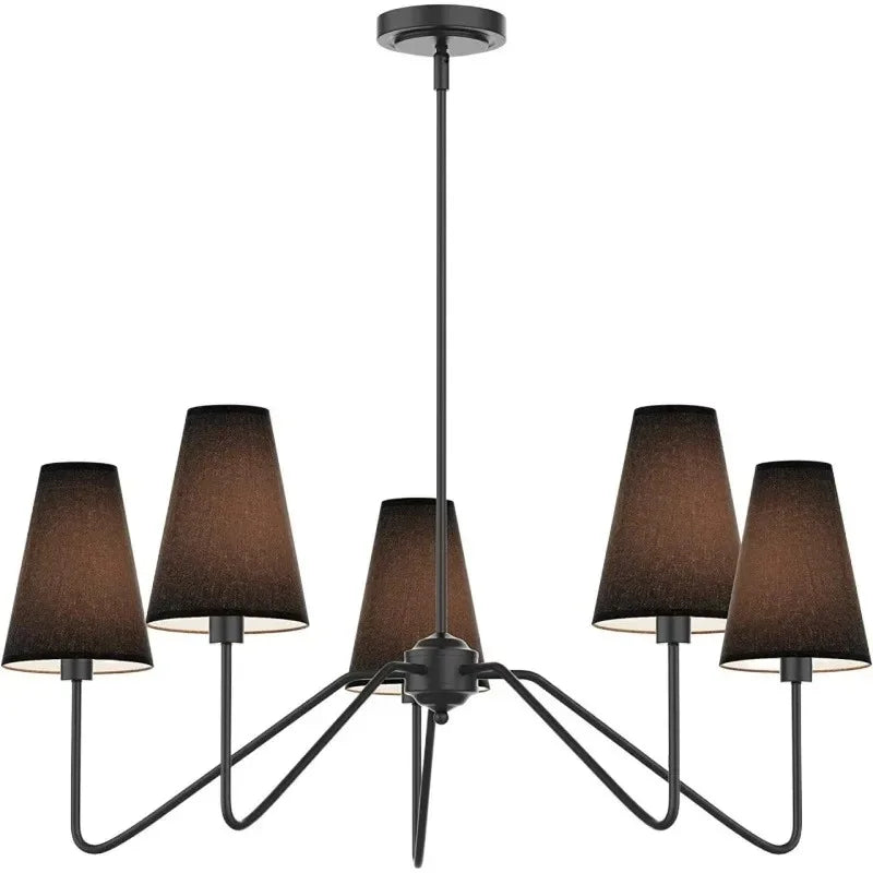 Collins Round Chandelier Fabric Branch Lamp Minimalist French Decorative Pendant Light for Hall Bedroom Study Rustic Hanging Light