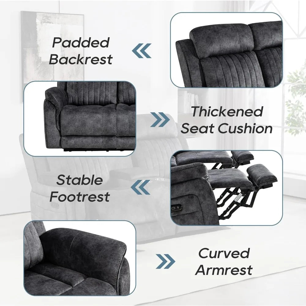 HUANZHUANG Zero Gravity Power Reclining Sofa USB Ports