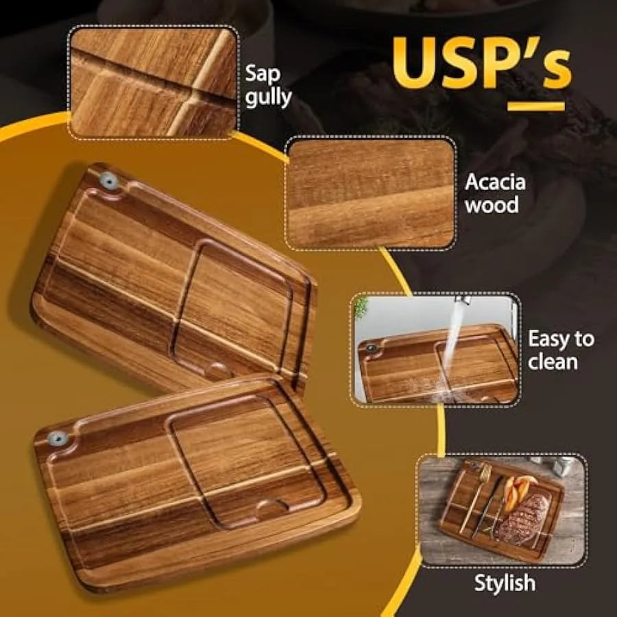 Wooden Steak Plates with Juice Channel for BBQ Lovers