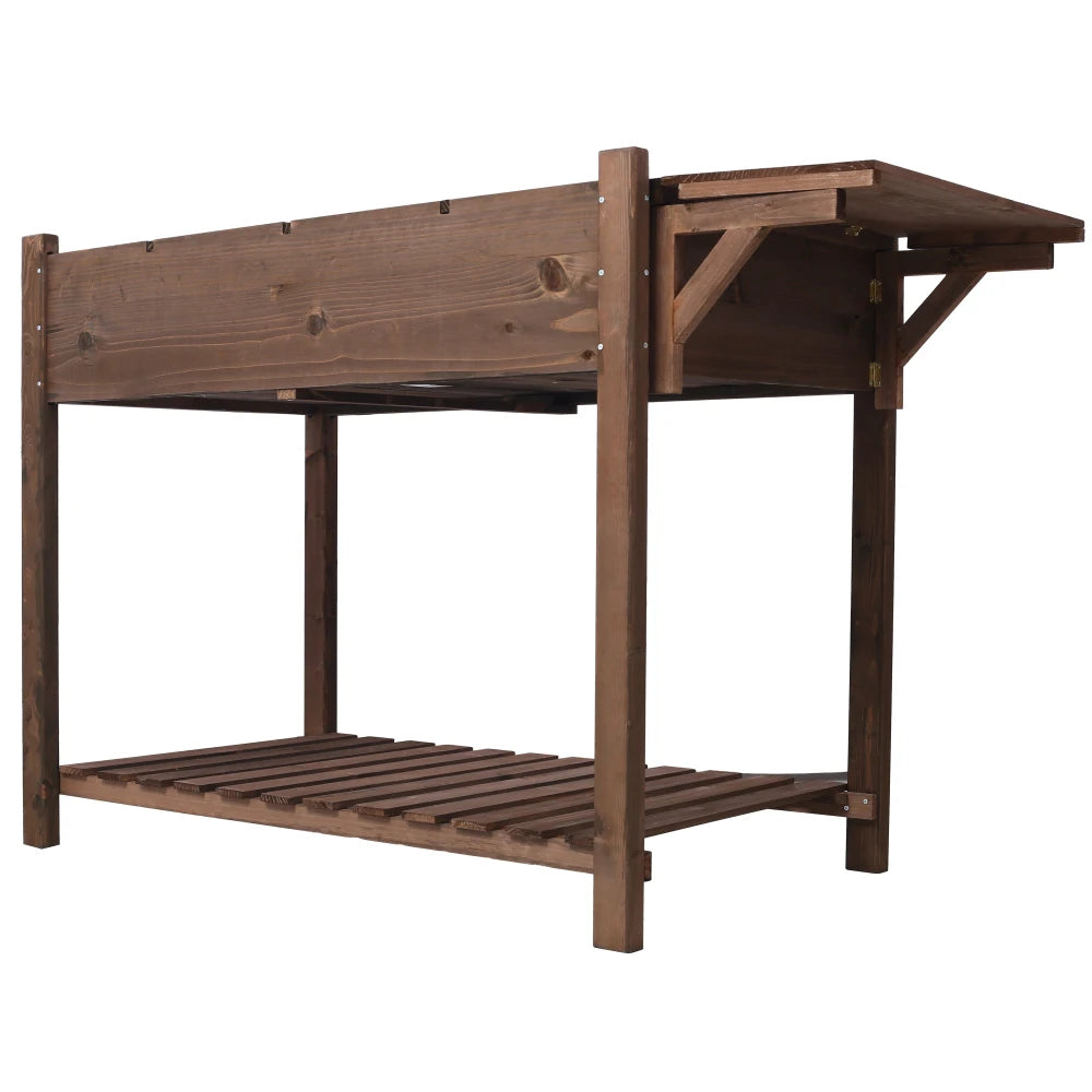 Hign-concerned Raised Garden Bed Wood Planter Stand Shelf