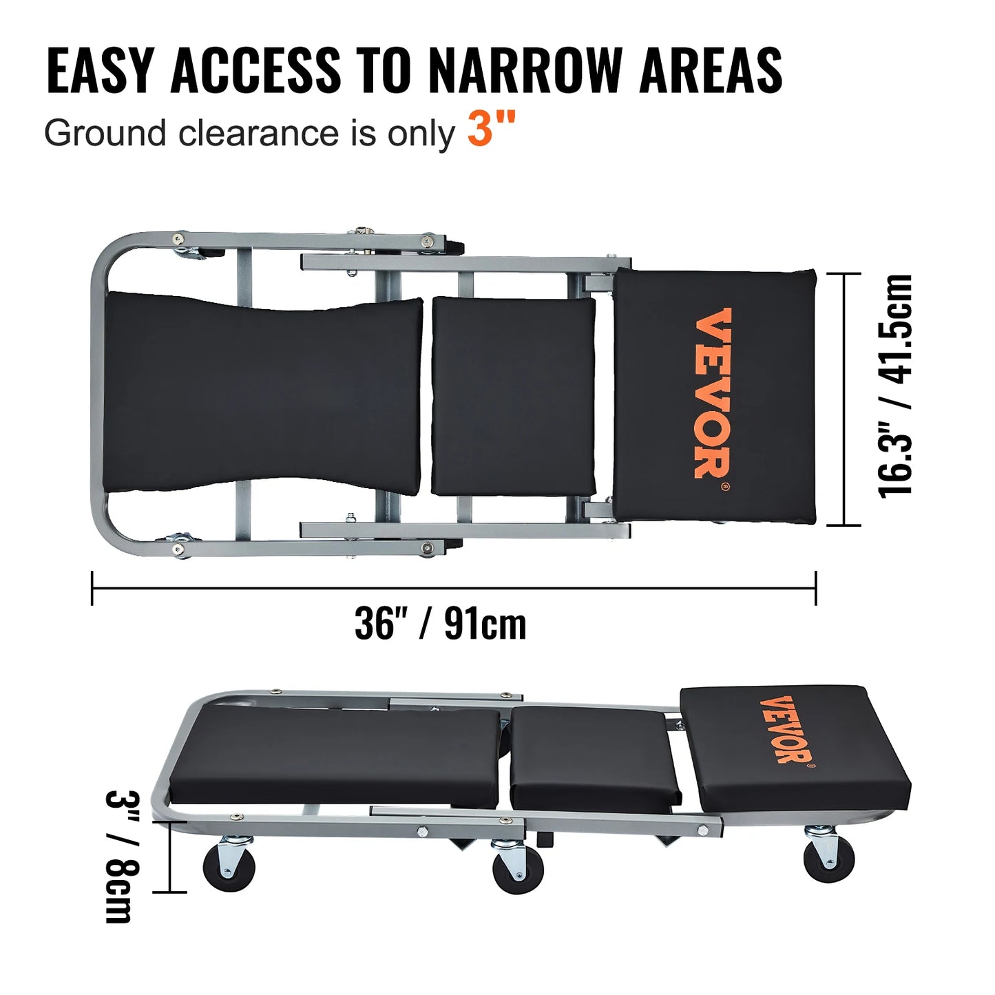 VEVOR Mechanic Creeper 36 Inch Z Creeper Seat 2 in 1 Vehicle Maintenance Tool
