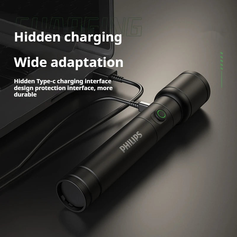 Philips LED Rechargeable Flashlight for Outdoor Adventures and Safety