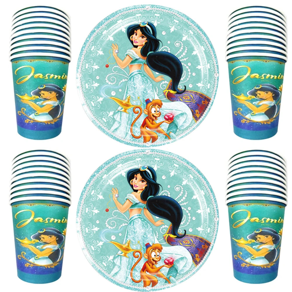 Jasmine Princess Theme Birthday Party Tableware Set for Kids