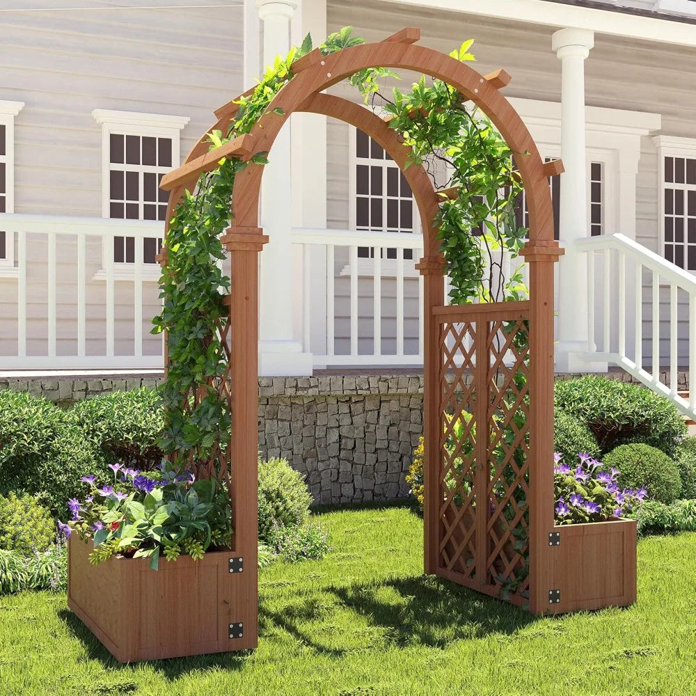 Garden Arbor With Planter Boxes Swing Arch Trellis Pergola