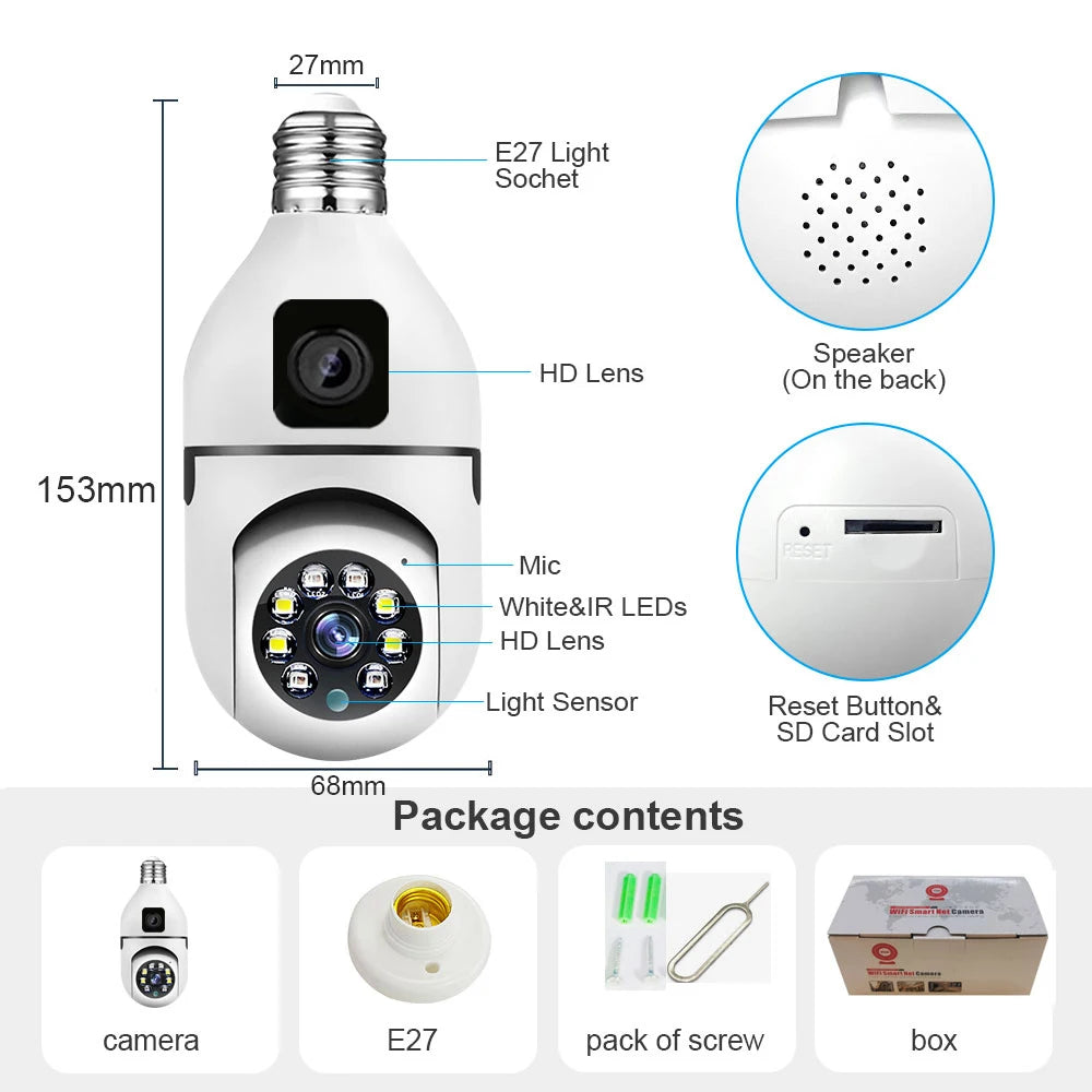 4MP Dual Lens Wifi Security Camera with Two Way Audio