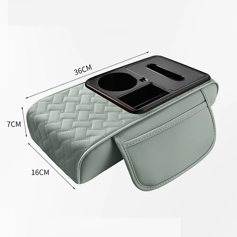 Multifunctional Leather Car Armrest Storage Box Cushion Pad