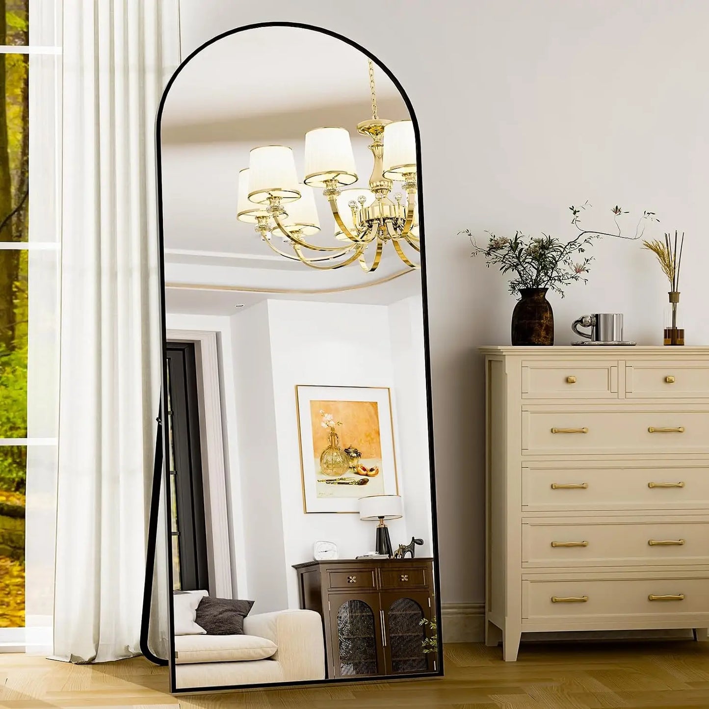 HARRITPURE Mirror With Aluminum Alloy Frame For Living Room