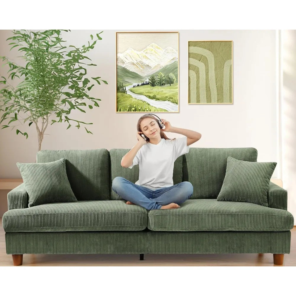 Corduroy Modern Sofa For Living Room Three Seat Comfort