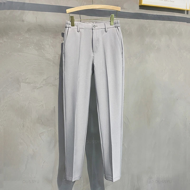 Men's Casual Slim Fit Elastic Waist Trousers for Everyday Wear