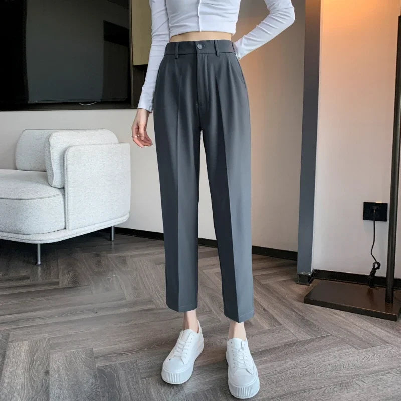 Women’s High-Waisted Casual Loose Ankle-Length Work Pants