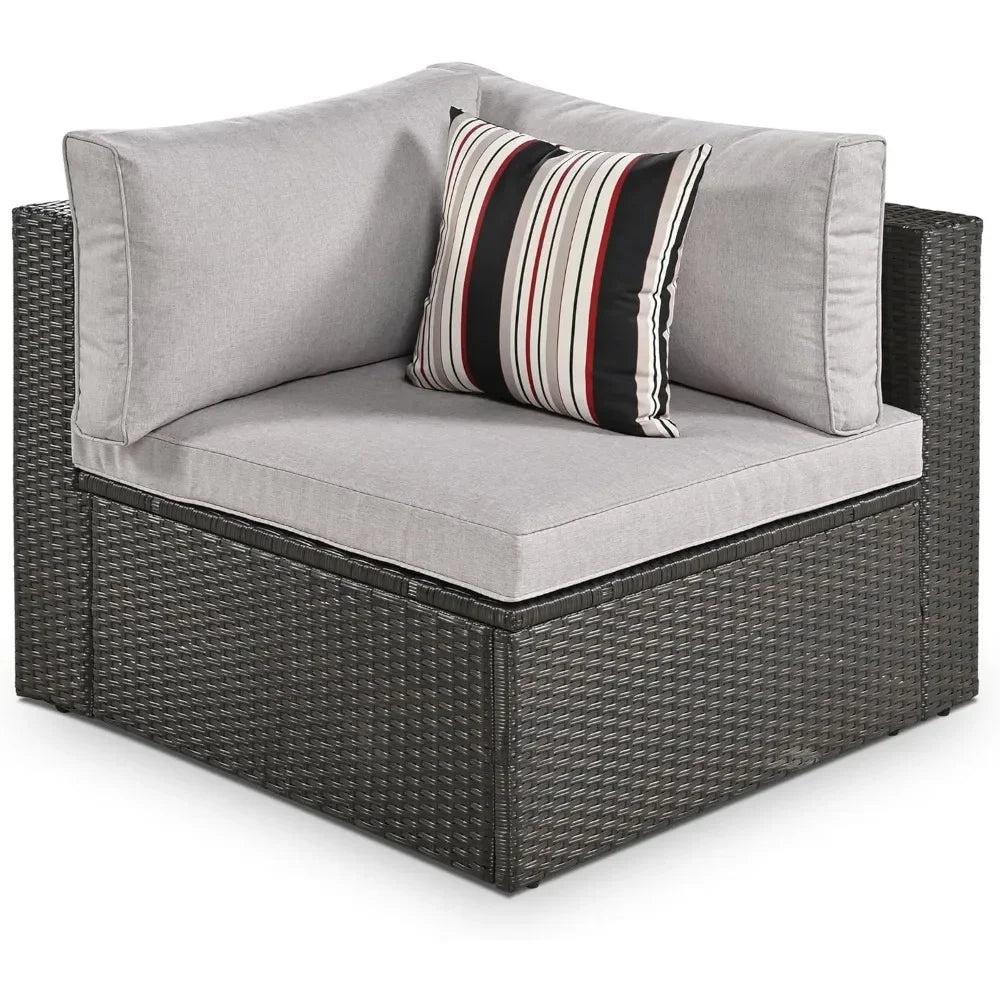 Cushioned Half Moon Rattan Sofa Set for Outdoor Relaxation