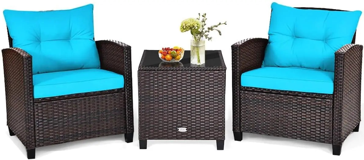 Patio Conversation Set with Washable Cushions and Coffee Table