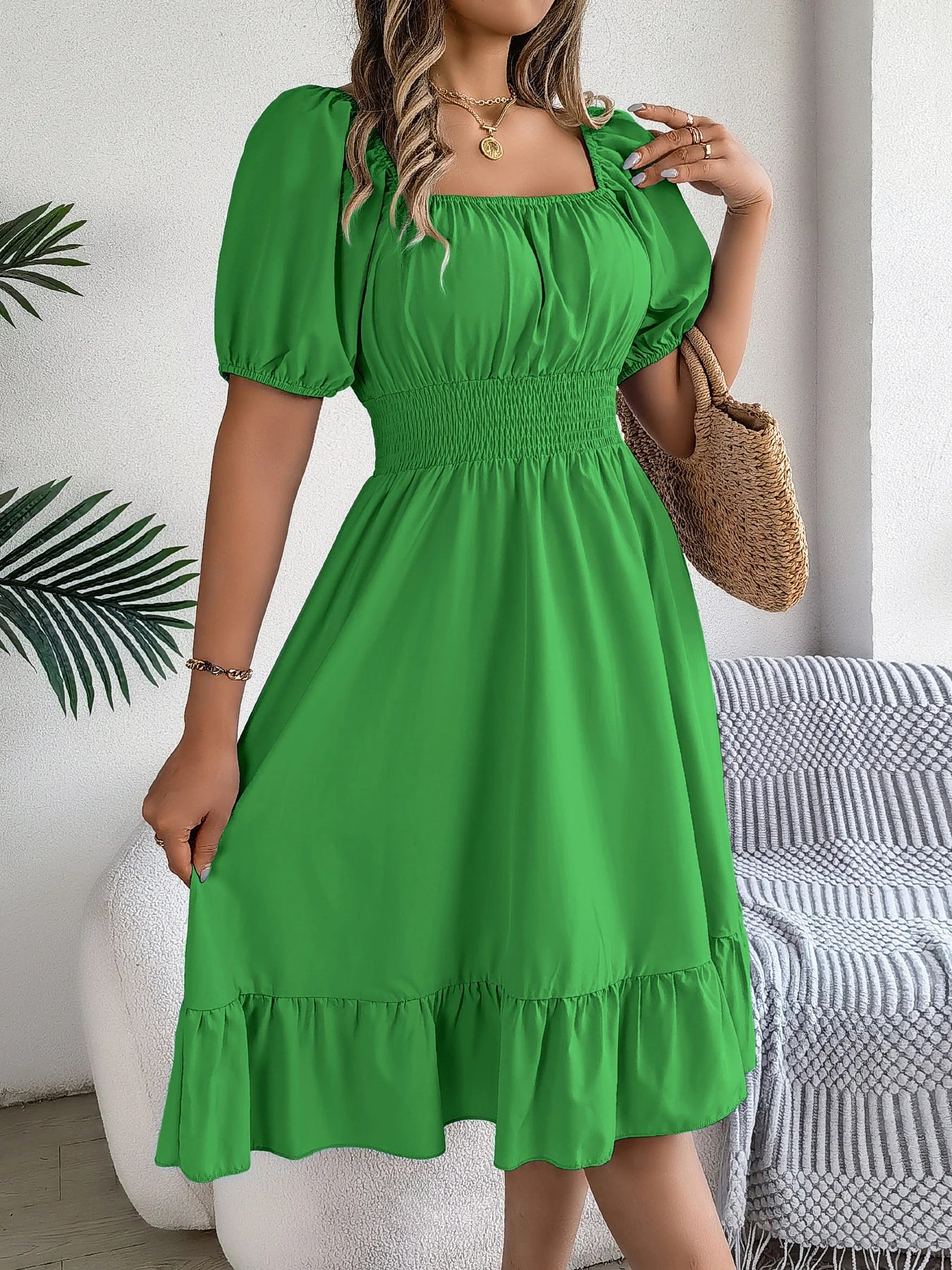 LUSMAYCN Elegant Spring And Summer High Waisted Dresses