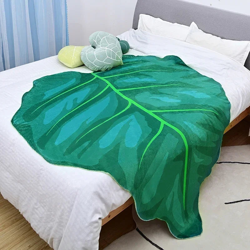 Super Soft Giant Leaf Blanket Gloriosum Plant Design Cozy Home Decor Throw for Bed and Sofa