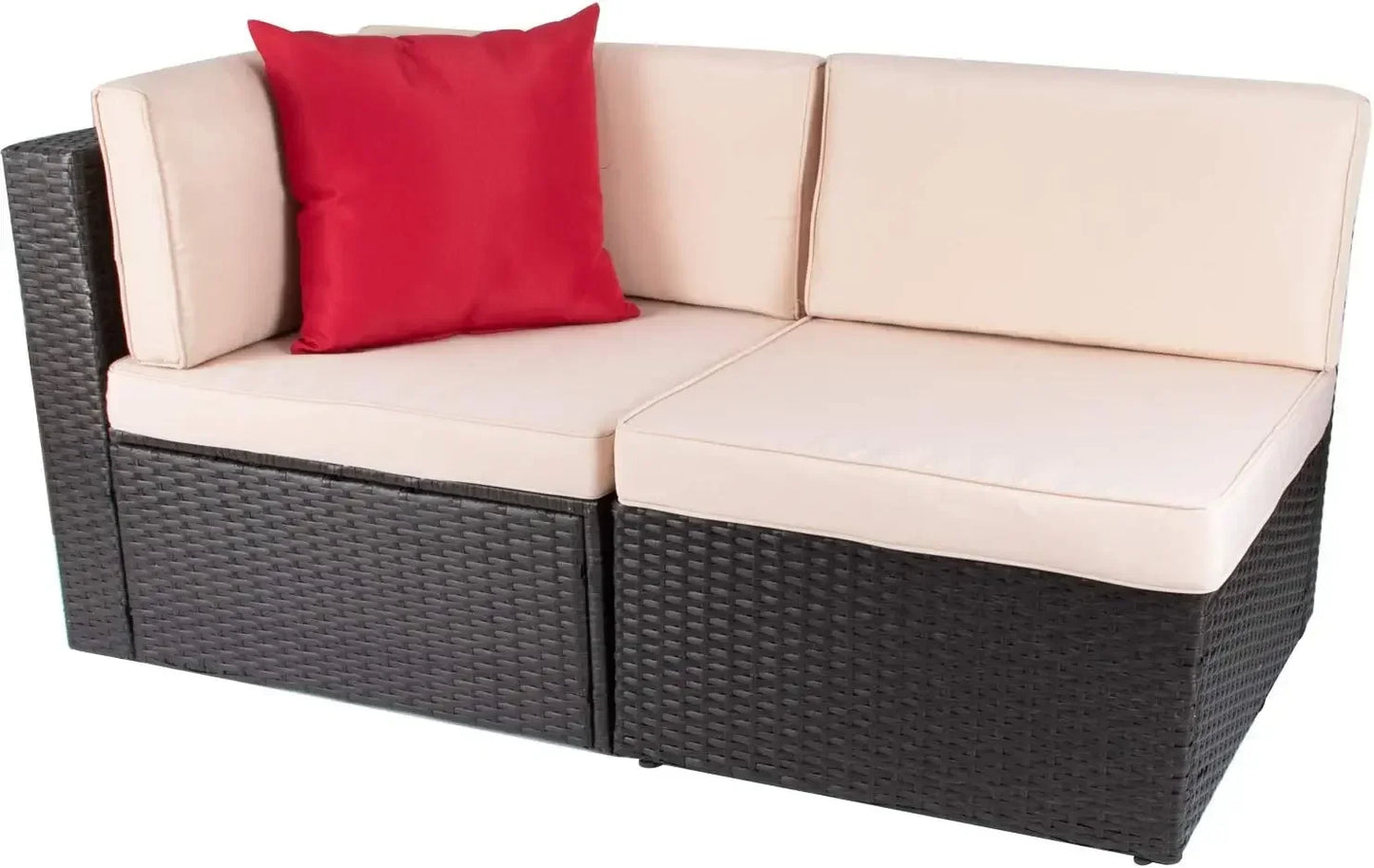 2/5 Pieces All Weather Outdoor Sectional Patio Furniture Set Wicker Rattan Sofa