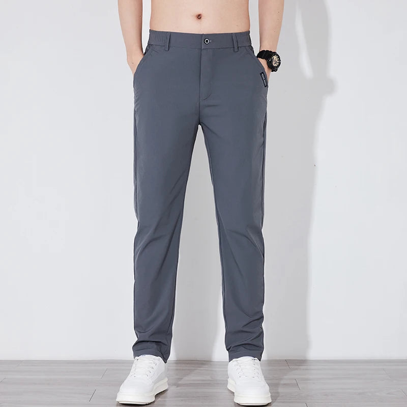 Summer Silk Stretch Trousers for Men Casual Business Wear