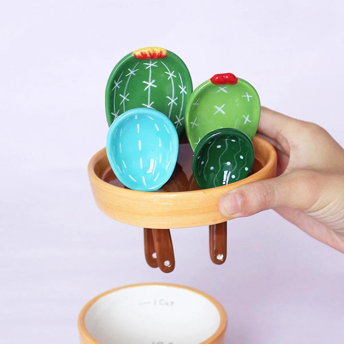 Cute Cactus Measuring Spoons Set for Fun Kitchen Use
