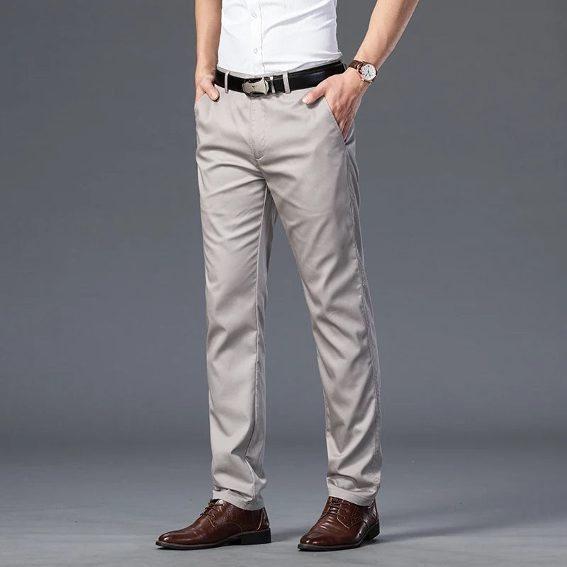 Men's Slim Fit Casual Suit Pants for Summer Wear