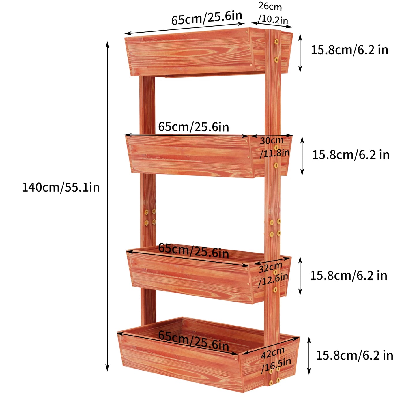 Finishing 4 Tier Vertical Garden Bed Wooden Planter Stand