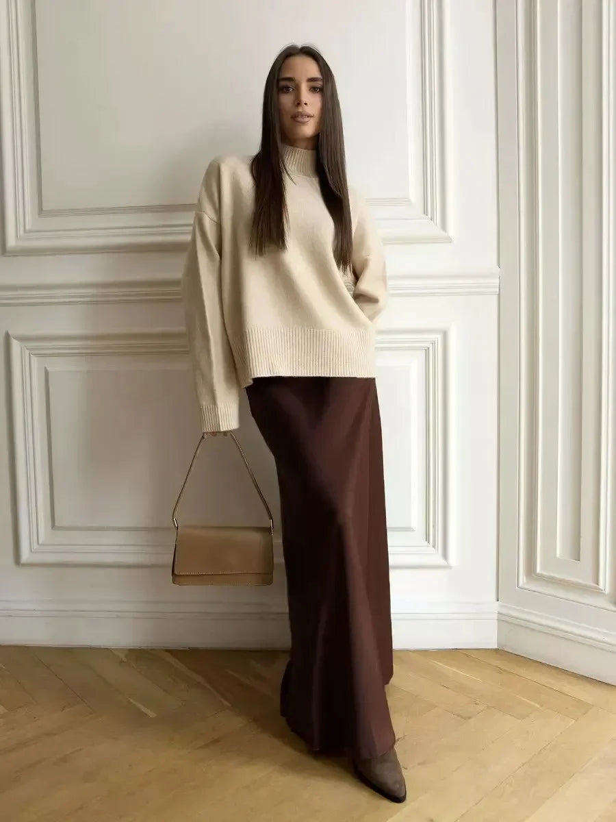Elegant Women's Satin Maxi Skirt for Spring and Summer