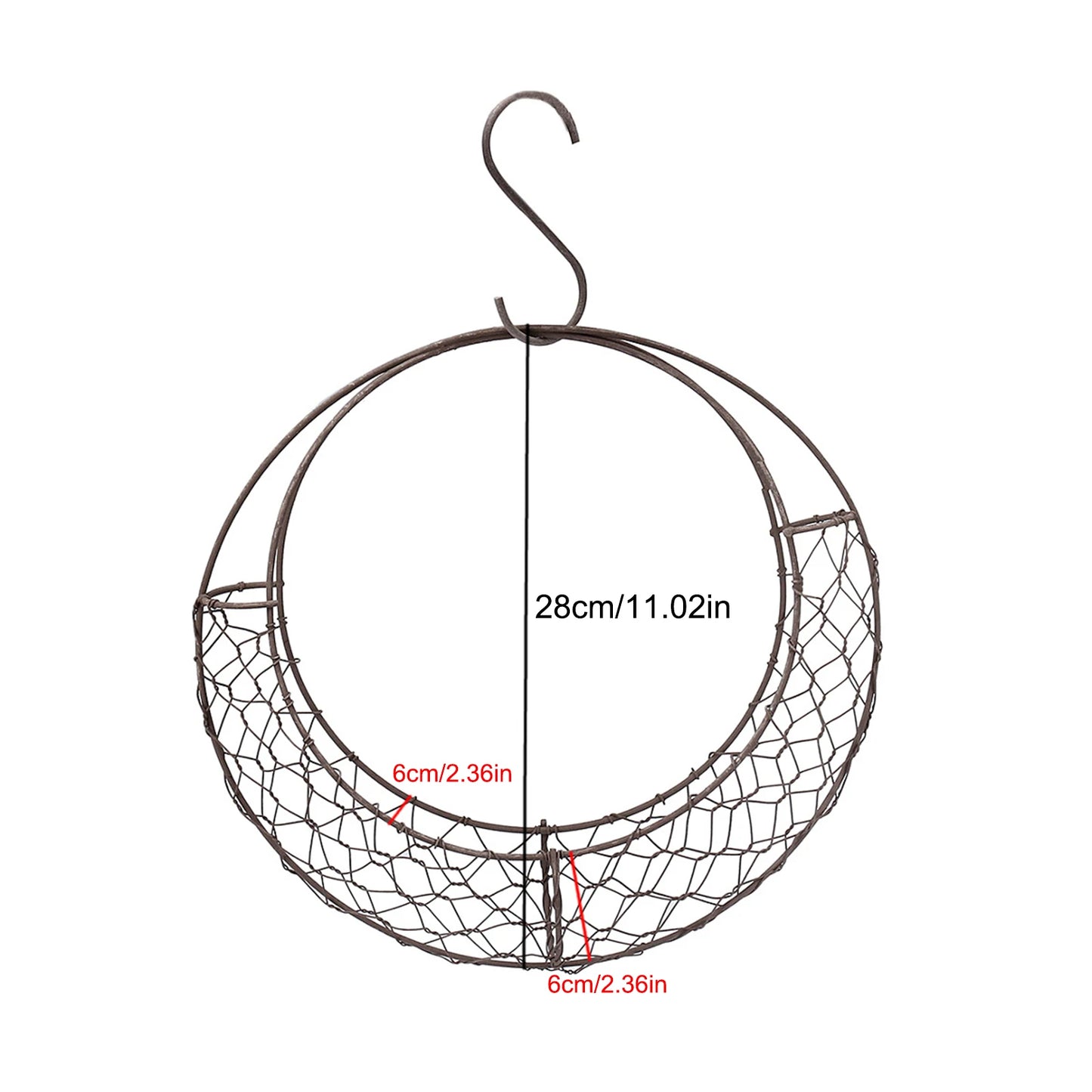 Rustic Iron Wire Wreath Frame for Succulent Hanging Planter
