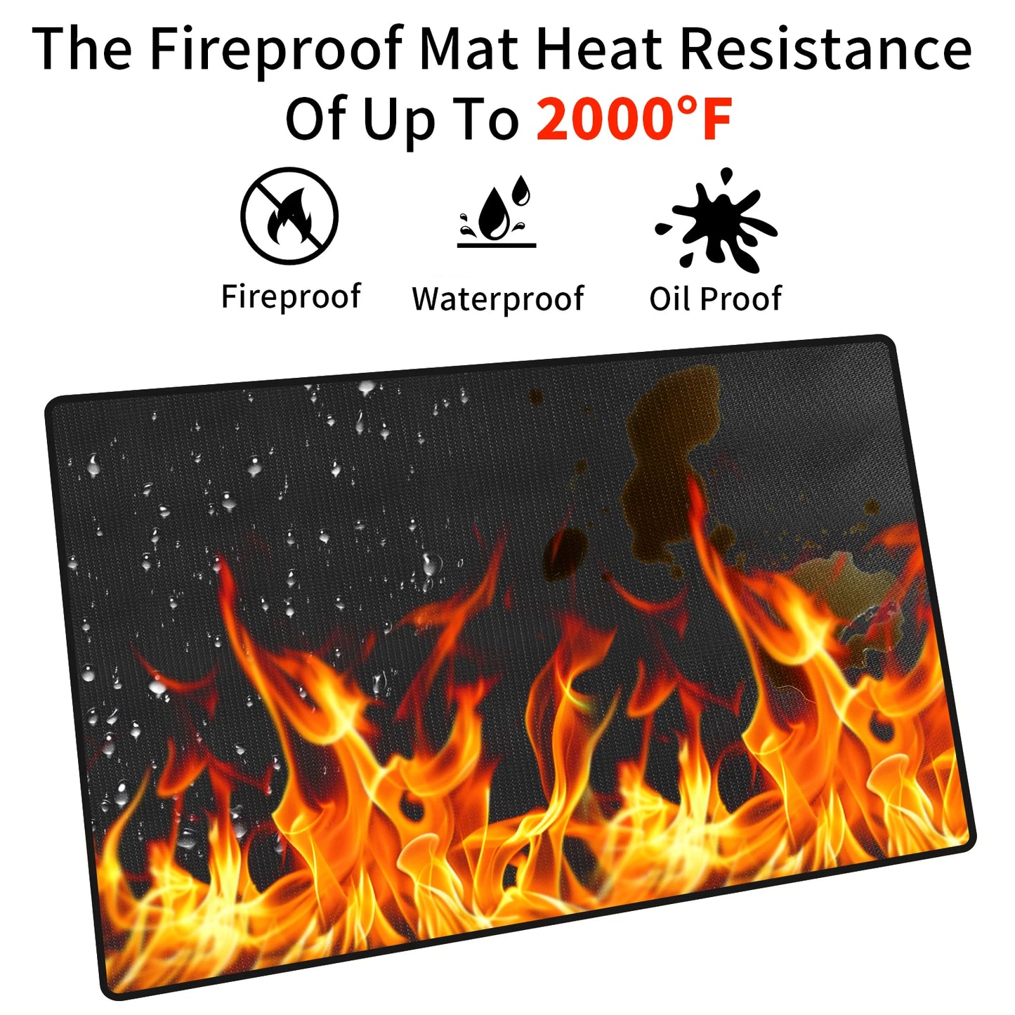 Outdoor Barbecue Grill Mat Fireproof Oilproof Heat Resistant Protection