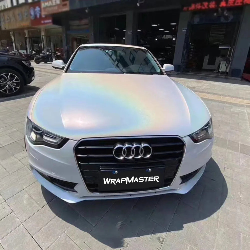 Wrapmaster Colorful Car Body Film Matte Laser White Chrome Vinyl Wrap 5M 10M 18M