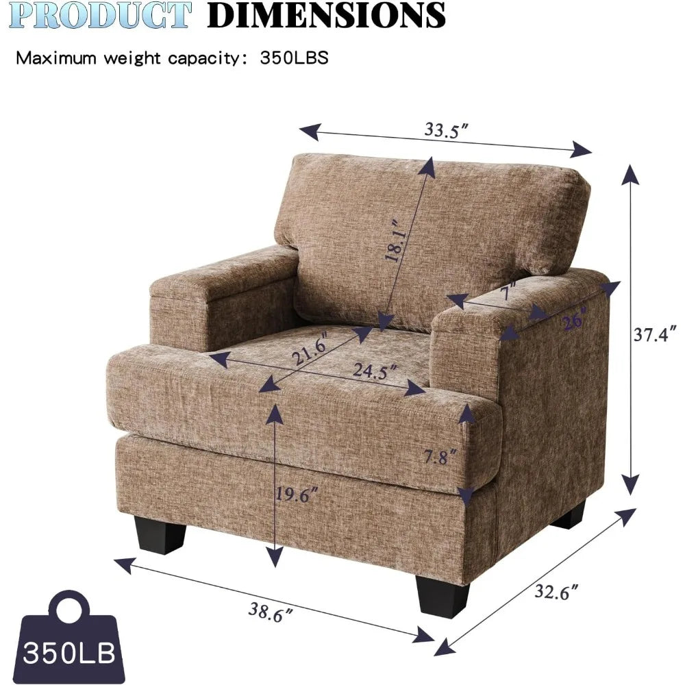 RBXC Oversized Armrest Storage Accent Chair Deep Seat