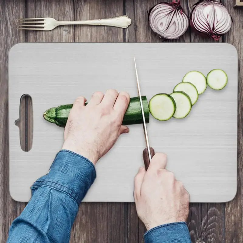 Titanium Cutting Boards for Kitchen Stainless Steel 304 Double Sided Food Grade Portable Fruit and Meat Chopping Board