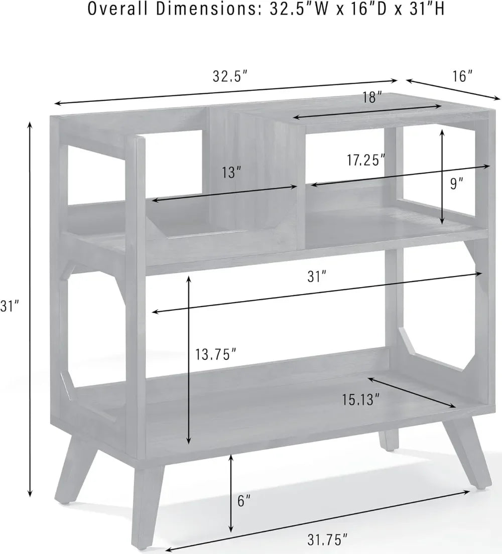 Asheville Mid-Century Modern Media Console for Vinyl Records