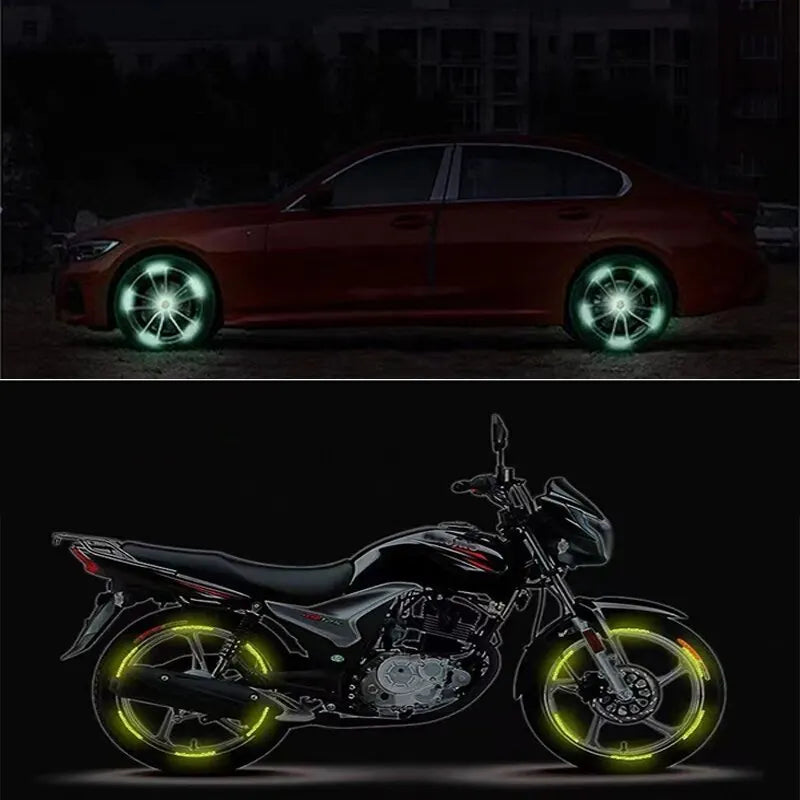 20 Pieces Car Tire Rim Reflective Stickers Night Safety Warning Strip Motorcycle Bike Auto Wheel Hub Reflector Decals