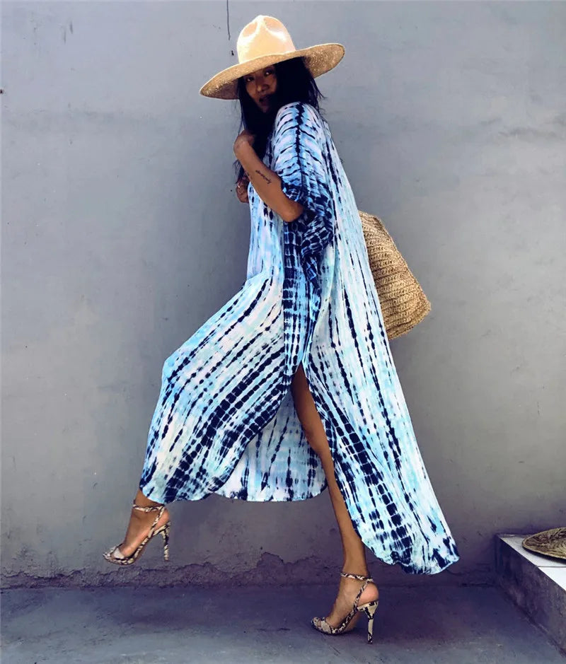 Plus Size Women Beach Coverup Casual Kaftan Swimwear Dress