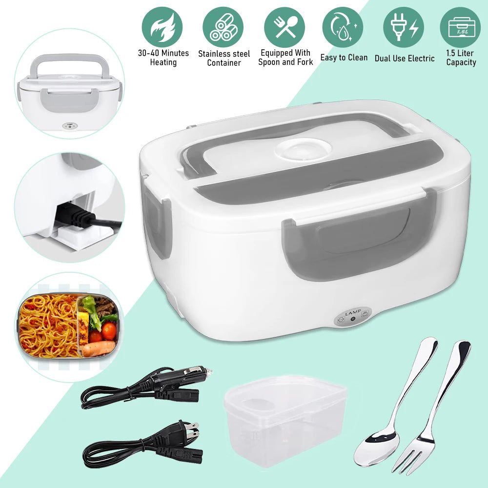 Electric Heating Lunch Box Portable Stainless Steel Food Container