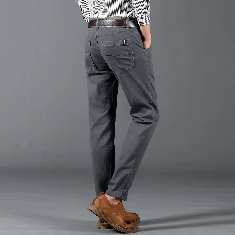 Men's Cotton Elastic Slim Jeans by NoEnName