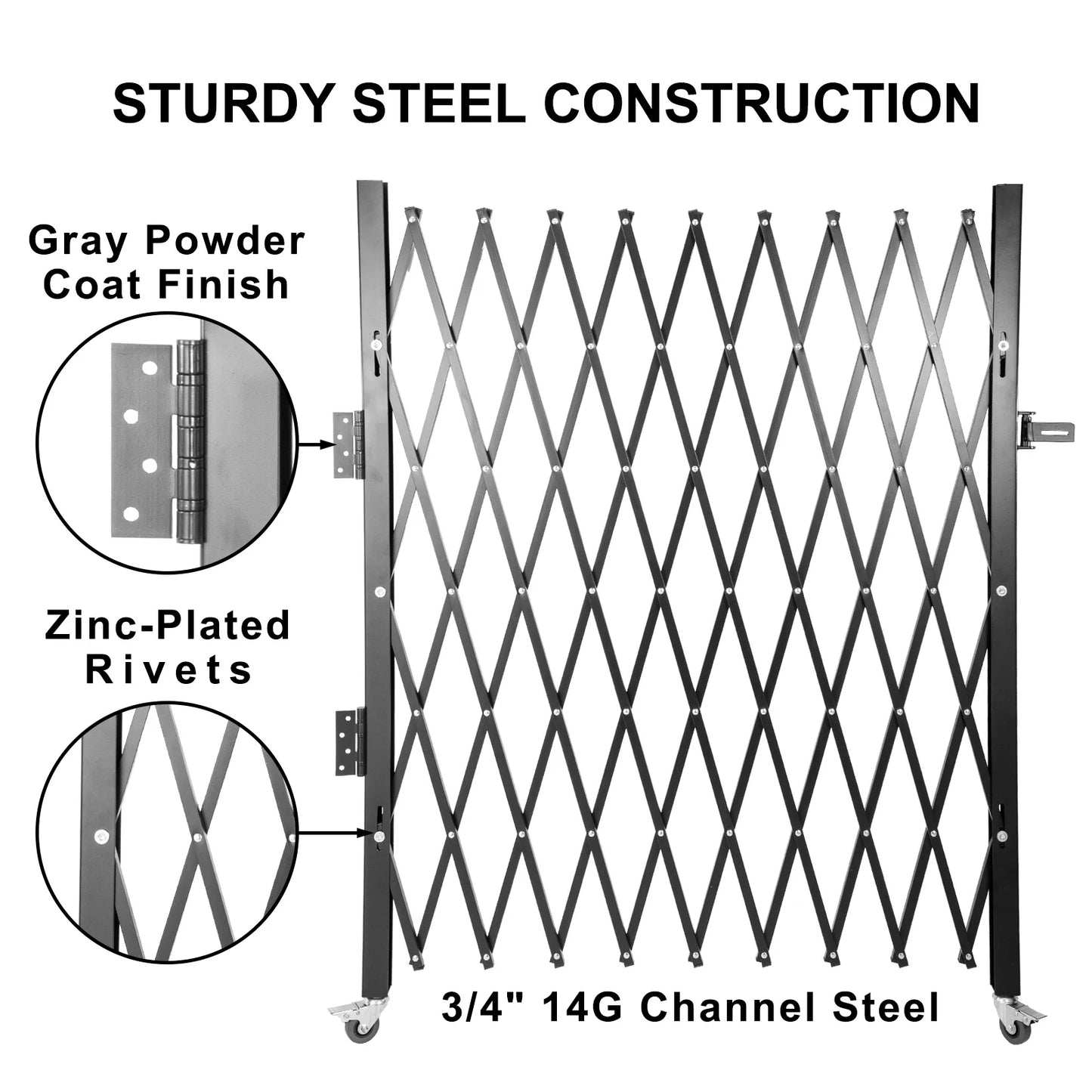 SucceBuy Single Folding Gate Steel Accordion Expanding