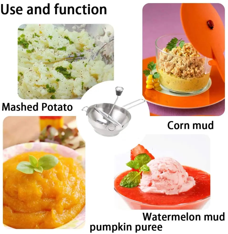 Multifunctional Stainless Steel Food Mill and Potato Masher