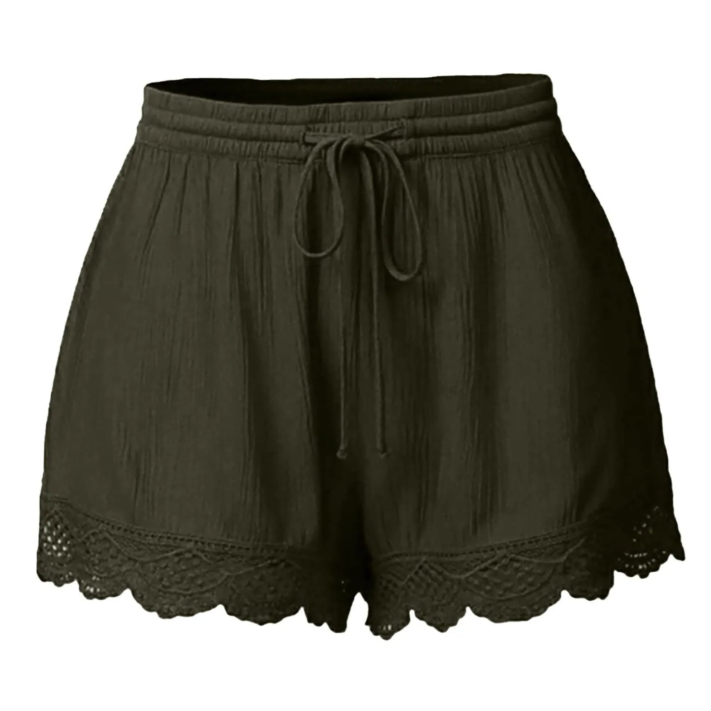 Ruffle Hem Casual Shorts for Women with Drawstring Closure
