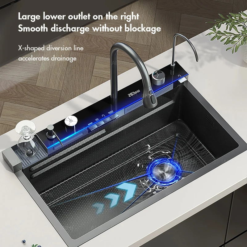 MYQualife 304 Stainless Steel Waterfall Kitchen Sink Faucet