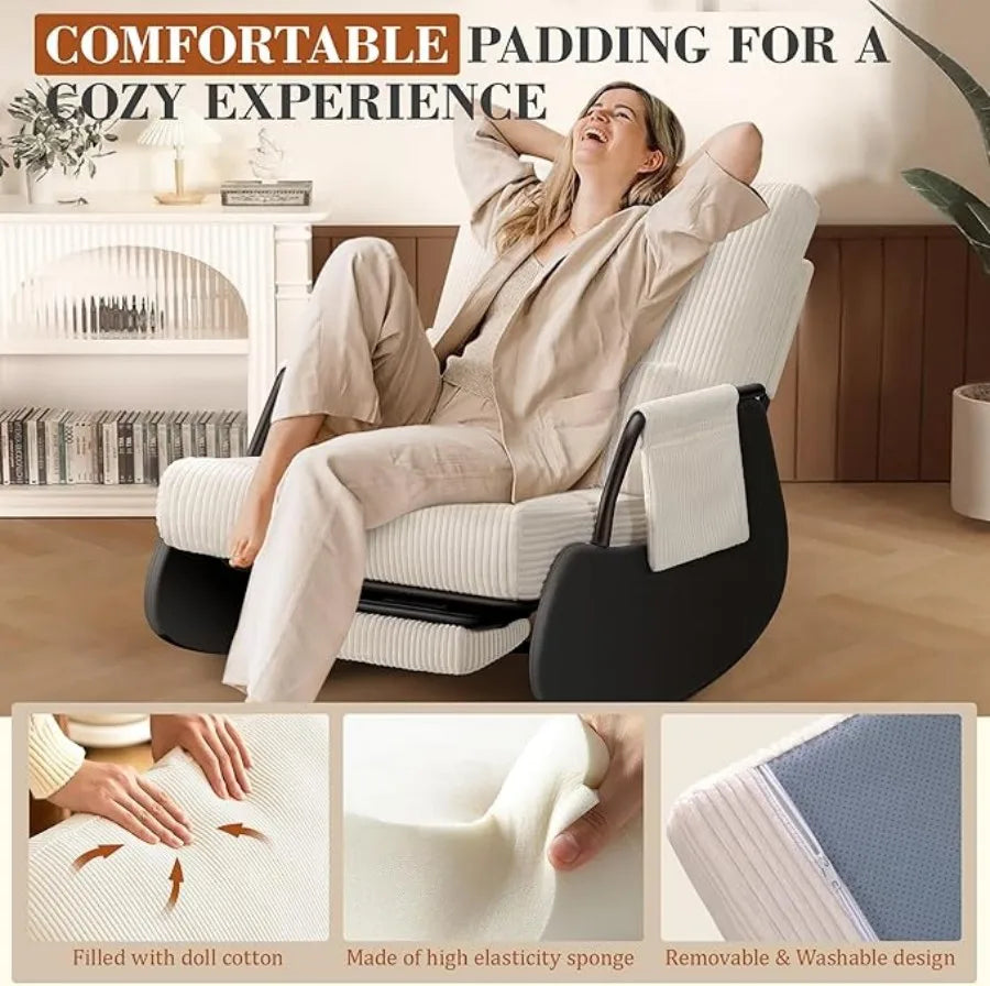 Modern Fabric Rocking Chair For Living Room Balcony Outdoor