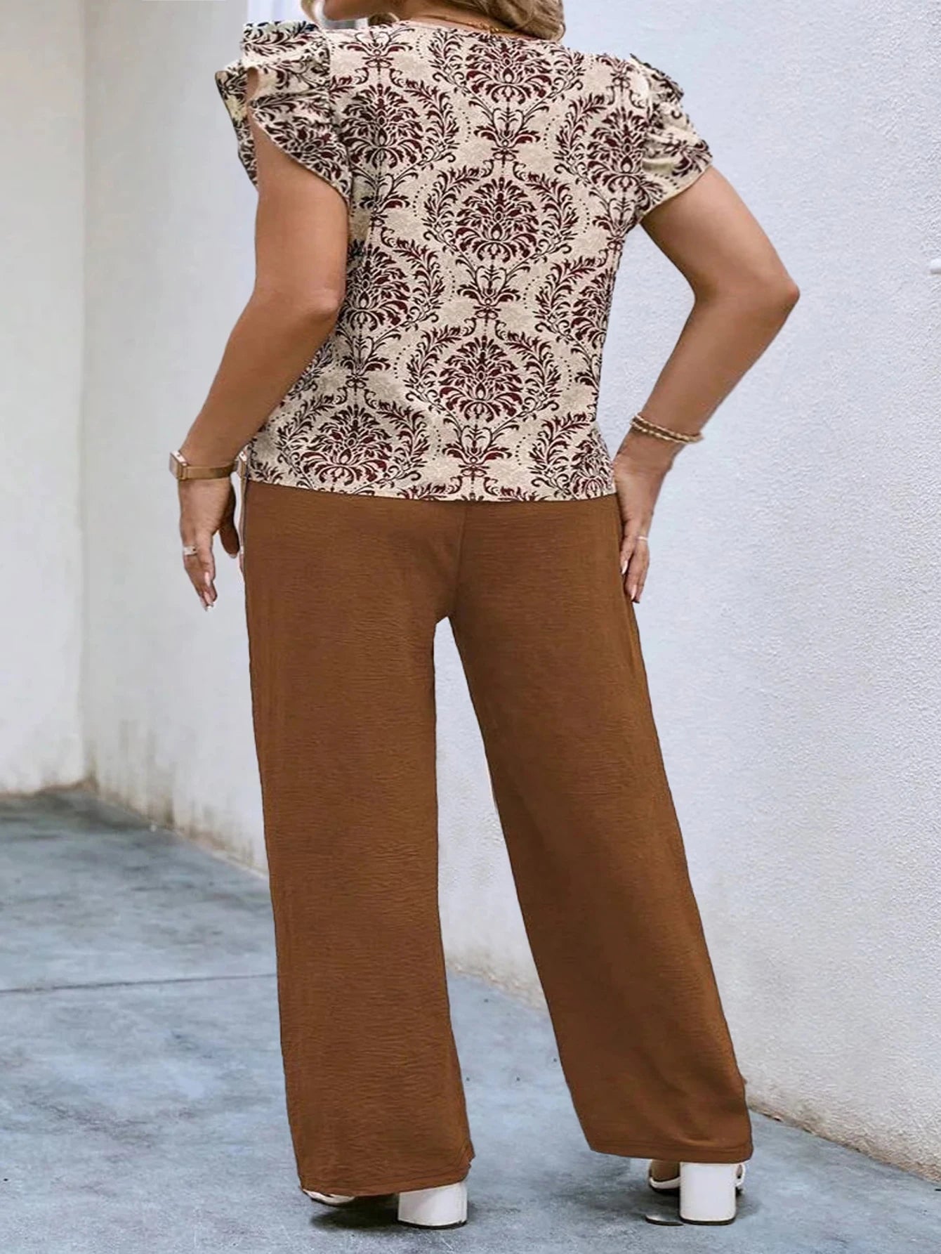 Plus Size Casual V-neck Two Piece Set for Summer