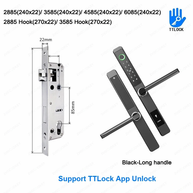 ZhdCookey Electronic Door Lock APP Remote Unlock Waterproof Fingerprint IC Card Password Aluminum Alloy Sliding Door Smart Lock