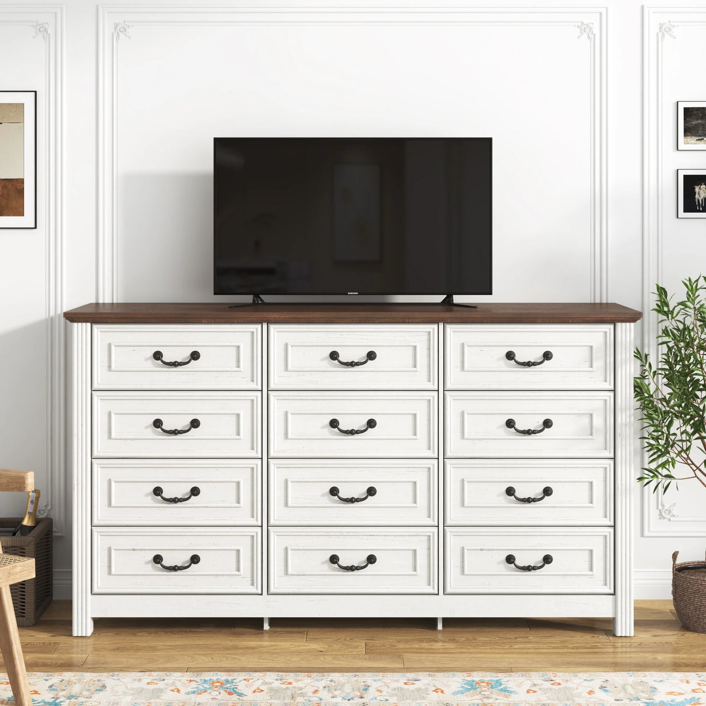 QiaoShiRen Modern Wood Dresser With 12 Drawers For Bedroom