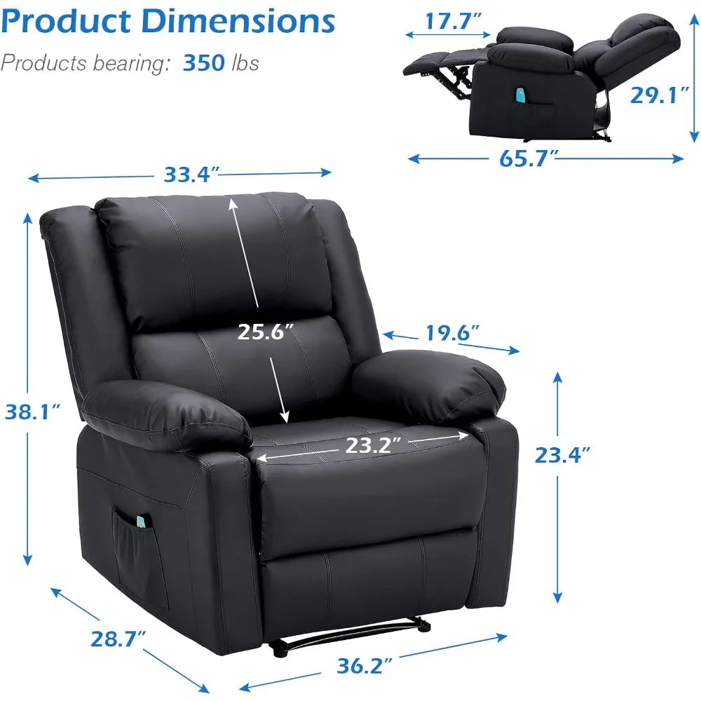 Recliner Chair with Massage and Heat Function for Relaxation