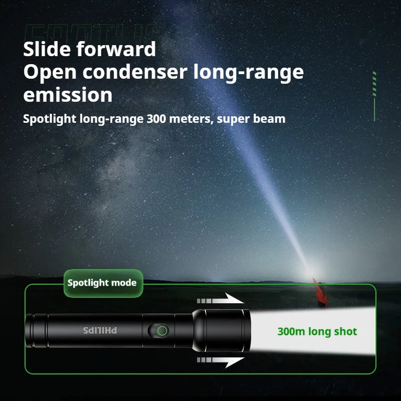 Philips LED Rechargeable Flashlight for Outdoor Adventures and Safety