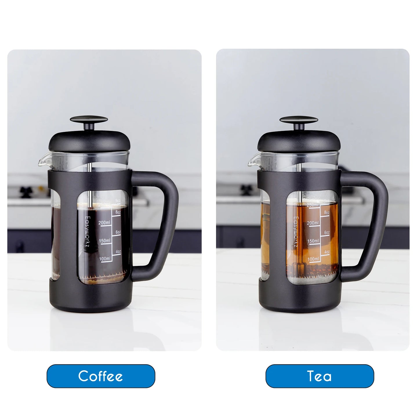 Easyworkz French Press Coffee and Tea Maker with Glass Design