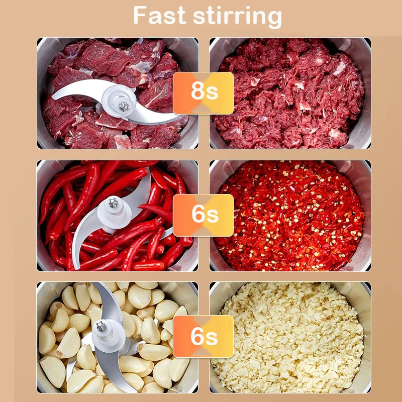 Stainless Steel Electric Meat Grinder and Food Processor Chopper